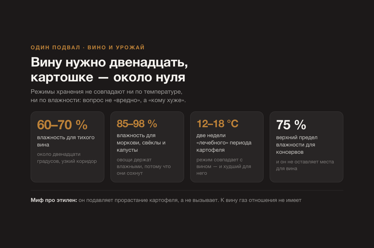Вино и овощи в одном подвале: можно ли хранить картошку рядом с коллекцией