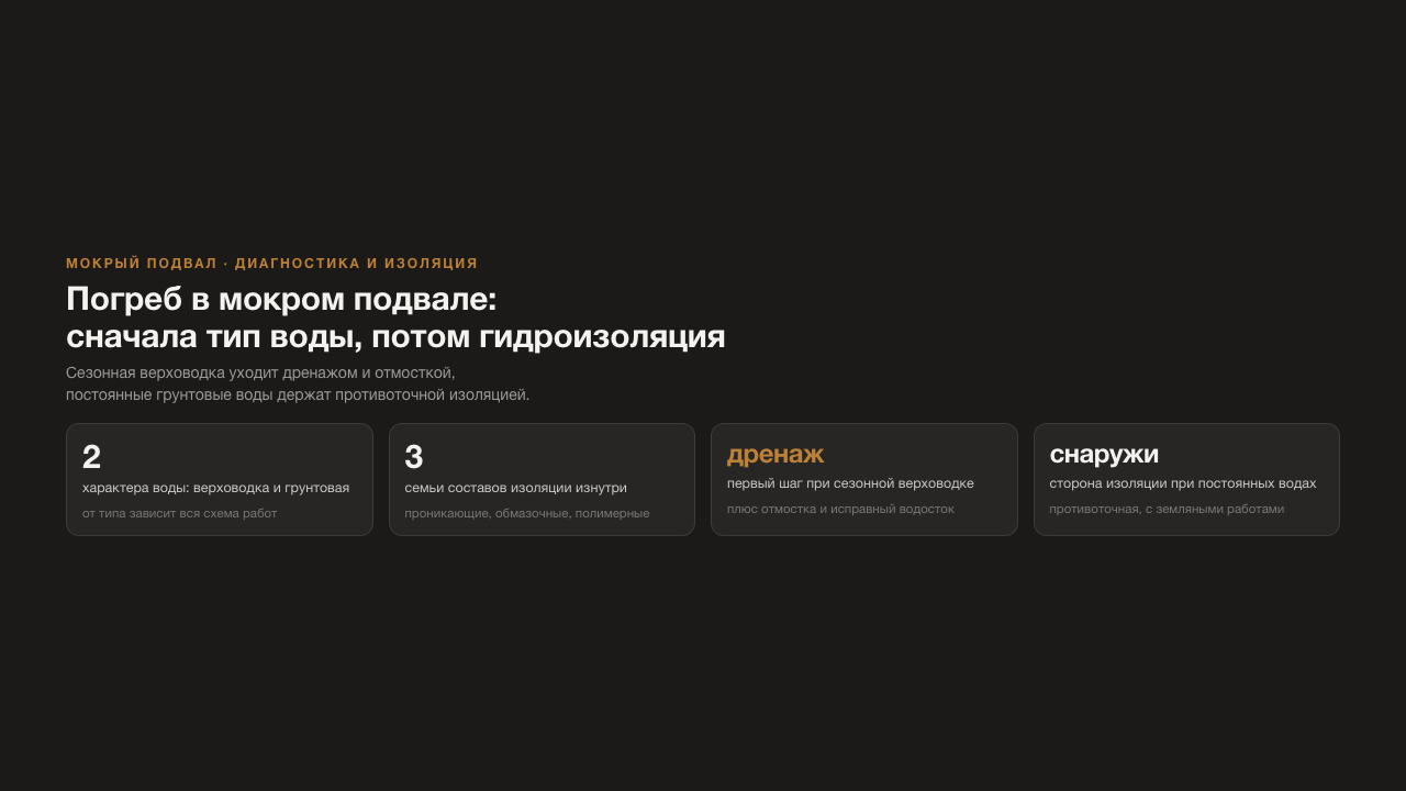 Винный погреб в мокром подвале: гидроизоляция, грунтовые воды и порядок работ